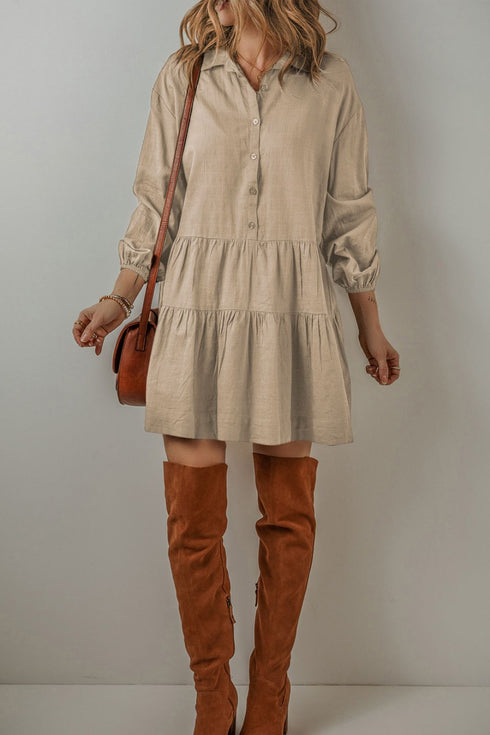 tiered-collared-neck-balloon-sleeve-shirt-dress OhSoStyled - Sophia's Style-11